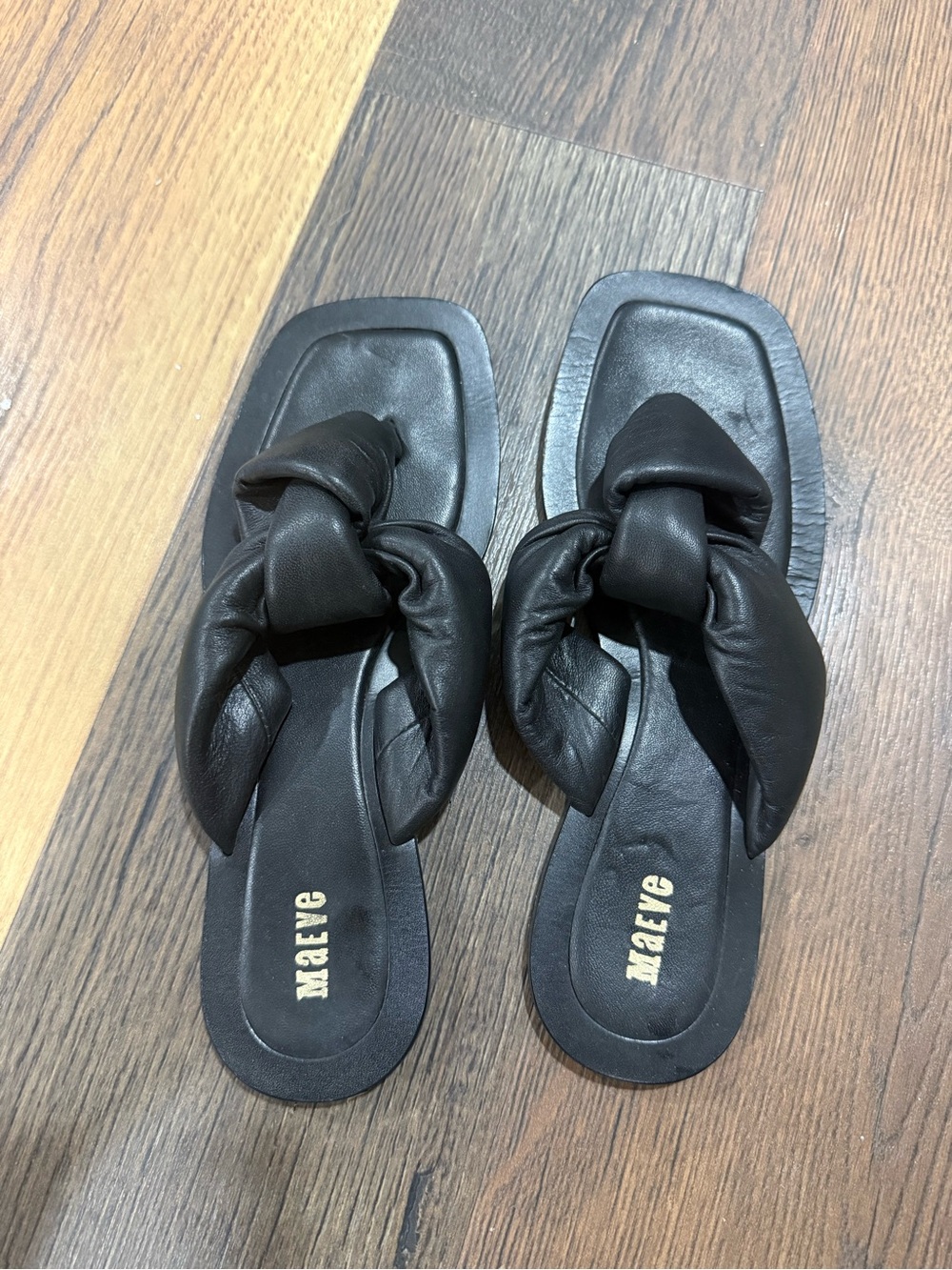 Maeve Black Knotted Slide Sandals
